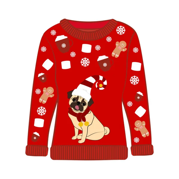 Noel partisi beyaz arka planda çirkin süveter vektör çizimi