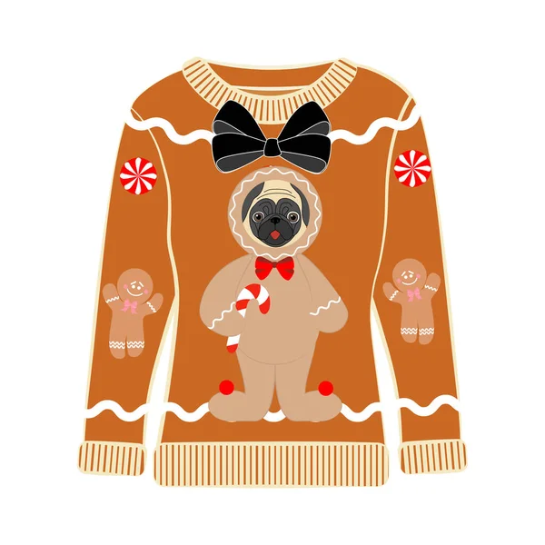 Weihnachten Hässlicher Pullover Auf Weißem Hintergrund Vektorillustration — Stockvektor