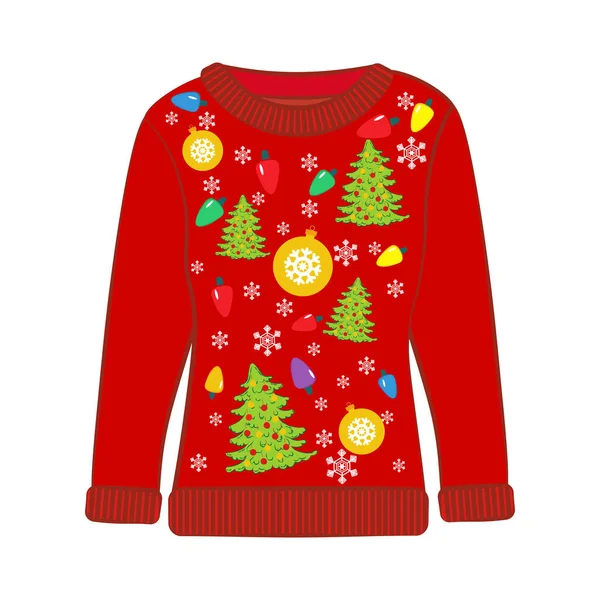 白い背景にクリスマスの醜いセーター ベクターイラスト — ストックベクタ