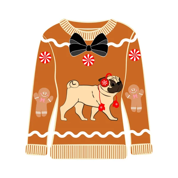 Weihnachten Hässlicher Pullover Auf Weißem Hintergrund Vektorillustration — Stockvektor