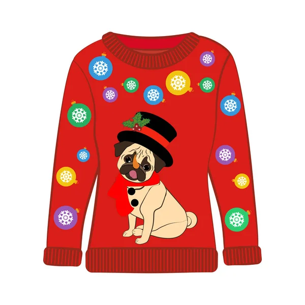 Weihnachten Hässlicher Pullover Auf Weißem Hintergrund Vektorillustration — Stockvektor