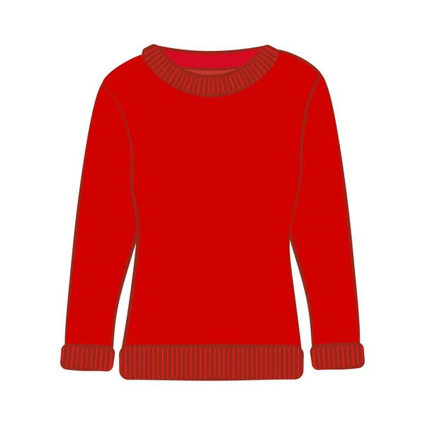 Inverno Caldo Casual Rosso Maglione Vettore Illustrazione Sullo Sfondo Bianco — Vettoriale Stock