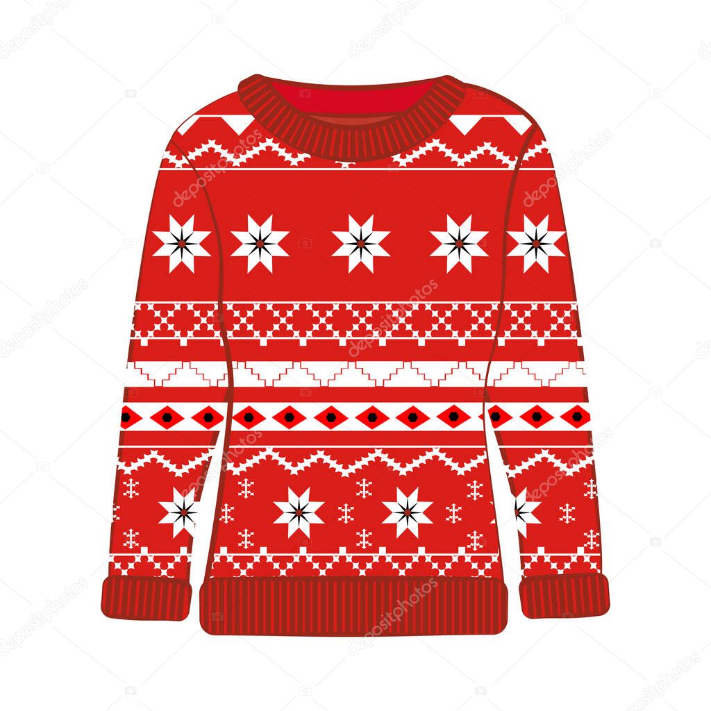 Christmas ugly sweater on the white background. Vector illustration