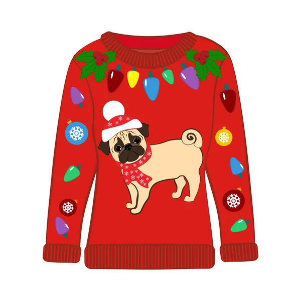 Weihnachtsfeier Hässlichen Pullover Vektor Illustration Auf Dem Weißen Hintergrund — Stockvektor