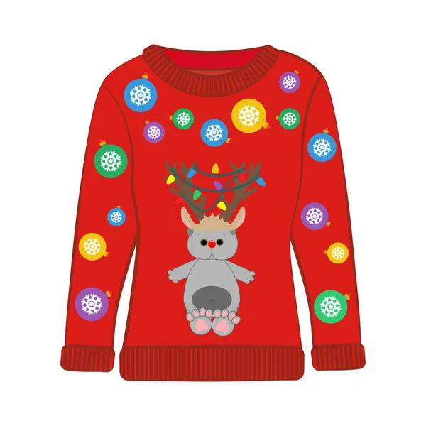 Weihnachtsfeier Hässlichen Pullover Vektor Illustration Auf Dem Weißen Hintergrund — Stockvektor