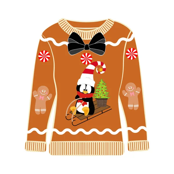 Weihnachten Hässlicher Pullover Auf Weißem Hintergrund Vektorillustration — Stockvektor