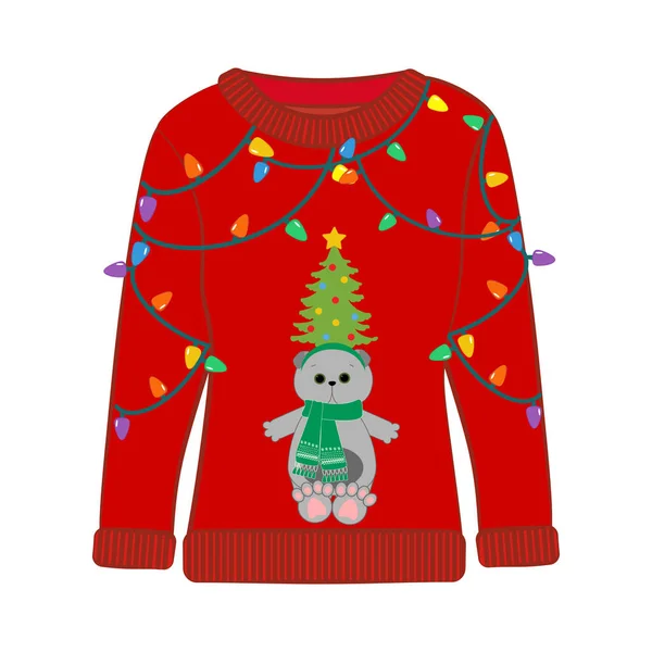 Weihnachtsfeier Hässlichen Pullover Vektor Illustration Auf Dem Weißen Hintergrund — Stockvektor