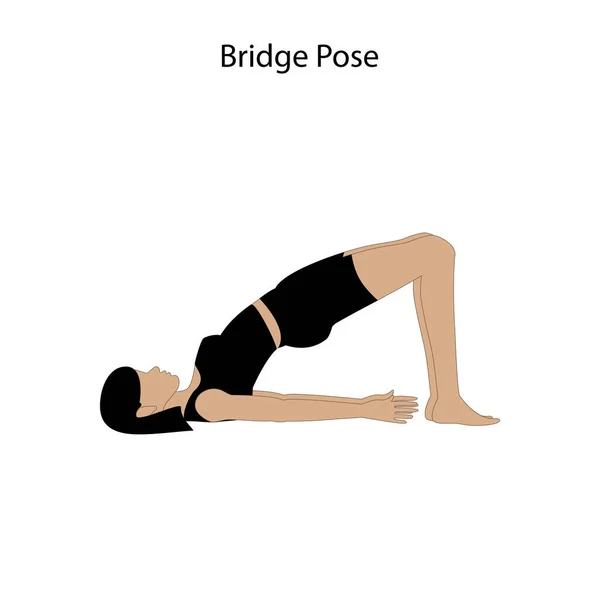 Bridge Pose Yoga Workout White Background Vector Illustration — Stock Vector