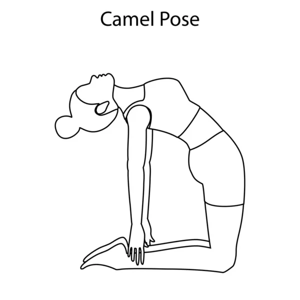 Camel Pose Yoga Workout Umriss Auf Dem Weißen Hintergrund Vektorillustration — Stockvektor