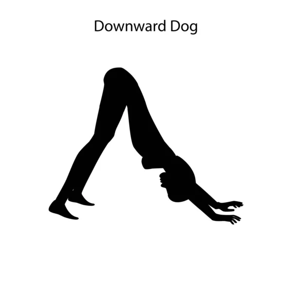 Entrenamiento Yoga Perro Hacia Abajo Sobre Fondo Blanco Ilustración Vectorial — Vector de stock