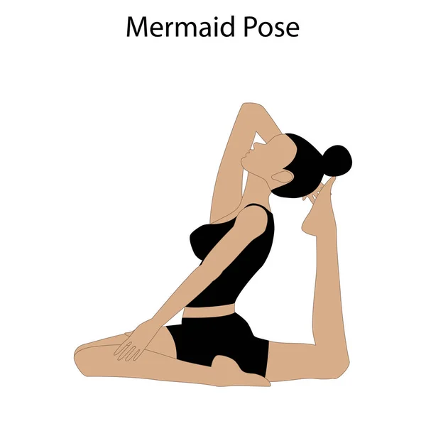 Meerjungfrau Pose Yoga Workout Auf Weißem Hintergrund Vektorillustration — Stockvektor