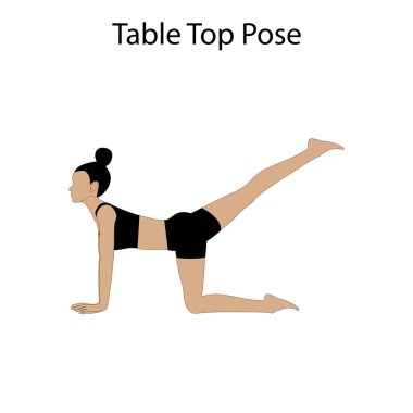 Masa Üstü Yoga Egzersizi beyaz arka planda. Vektör illüstrasyonu