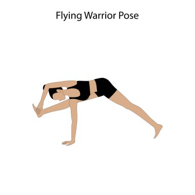 Uçan savaşçı yoga egzersizi yapıyor.