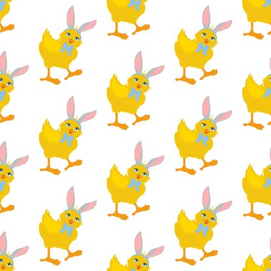 Paskalya fıstığı beyaz arka planda tavşan kulağı takıyor. Vektör illüstrasyonu