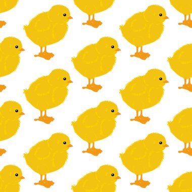 Chicken vector illustration seamless pattern on the white background.