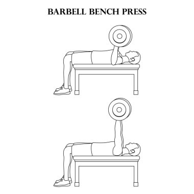Beyaz arkaplanda halter bankı basın vektör illüstrasyon anahat.