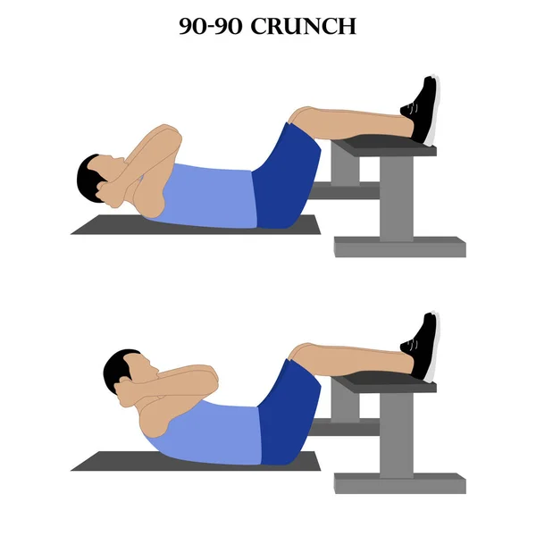 Crunch Workout Vektor Illustration Auf Weißem Hintergrund Vektorillustration — Stockvektor