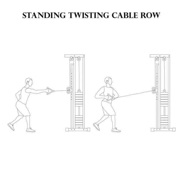 站立扭绳排练习的轮廓在白色的背景上 矢量说明 — 图库矢量图片