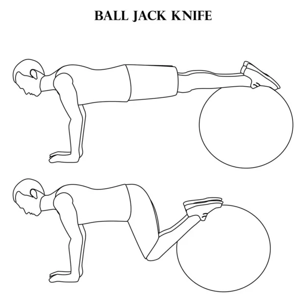 Μπάλα Jack Μαχαίρι Άσκηση Διάνυσμα Περίγραμμα Απεικόνισης Άσκηση Στο Λευκό — Διανυσματικό Αρχείο
