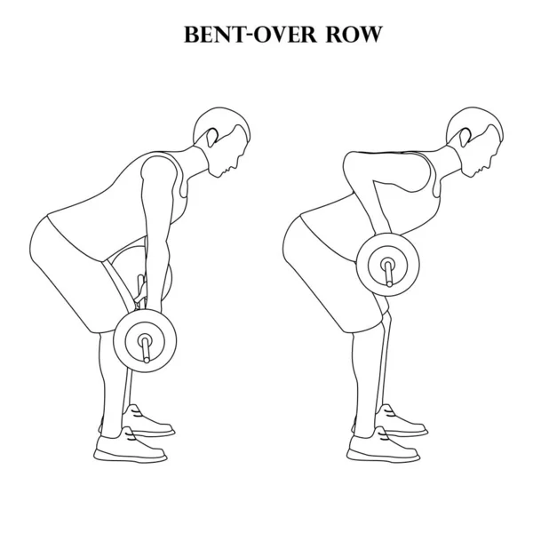 Bent Σειρά Προπόνηση Διανυσματική Απεικόνιση Περίγραμμα Άσκηση Στο Λευκό Φόντο — Διανυσματικό Αρχείο