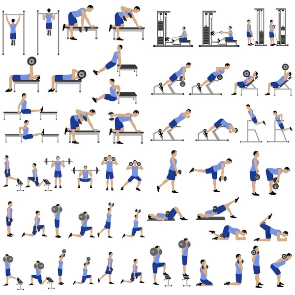 Workout Mann Legt Los Männchen Machen Fitnessübungen Illustration Auf Dem — Stockvektor
