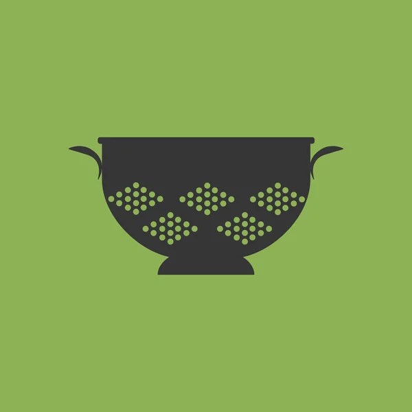 Ícone de cozinha Colander Strainer — Vetor de Stock