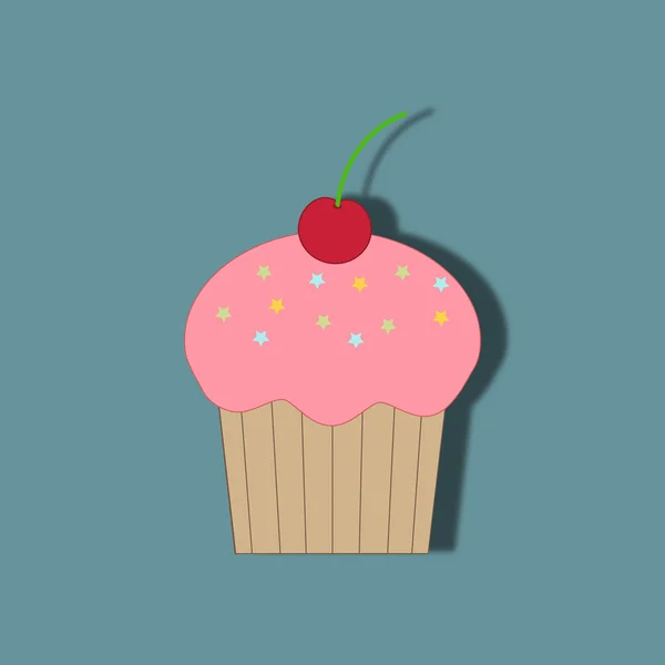 Cupcake dessert ikonen — Stock vektor