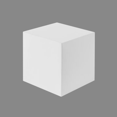 Boş kutu (3d küp) izole gri arka plan üzerinde