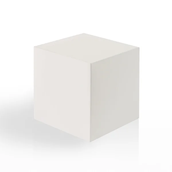 Cubo 3D. Caja sobre fondo blanco con reflejo . —  Fotos de Stock