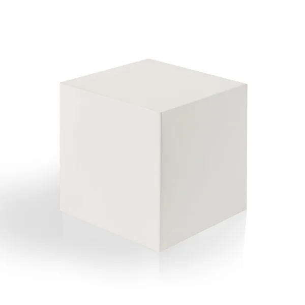 3D kubus. Vak op witte achtergrond met reflectie. — Stockfoto