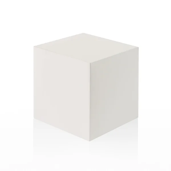 Cubo 3D. Caja sobre fondo blanco con reflejo . —  Fotos de Stock