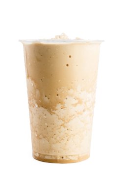 Paket servisi olan restoran Kupası beyaz arka plan üzerinde izole Frappuccino