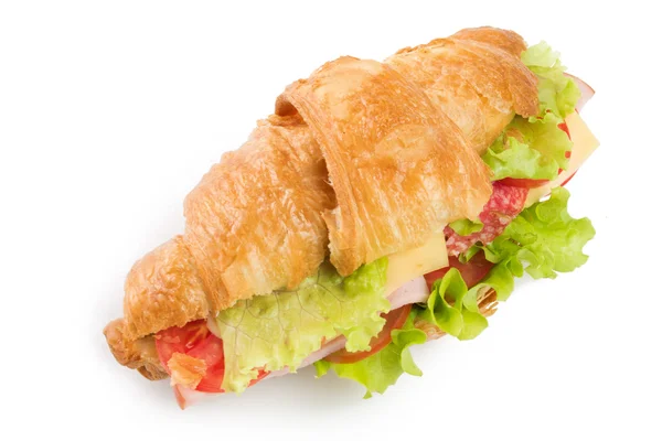 Бутерброд круасанів ізольований на білому тлі — стокове фото