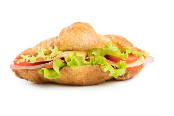 Sandwich de croissant aislado sobre fondo blanco —  Fotos de Stock