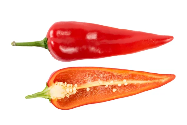 Potong paprika merah pada latar belakang putih — Stok Foto