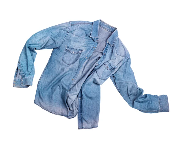 Camisa masculina jean azul aislada en blanco —  Fotos de Stock