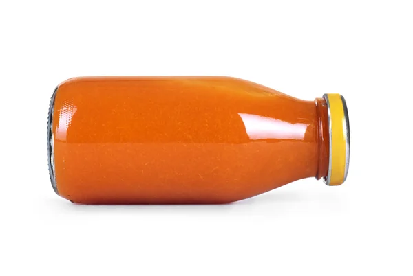 Frasco de geleia de laranja vidro isolado no fundo branco — Fotografia de Stock