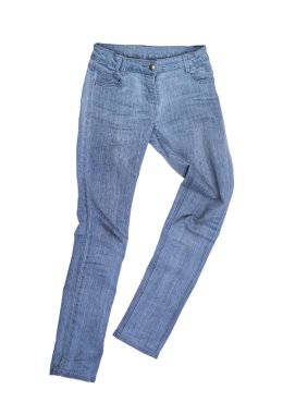 beyaz arkaplanda izole edilmiş mavi kot pantolon