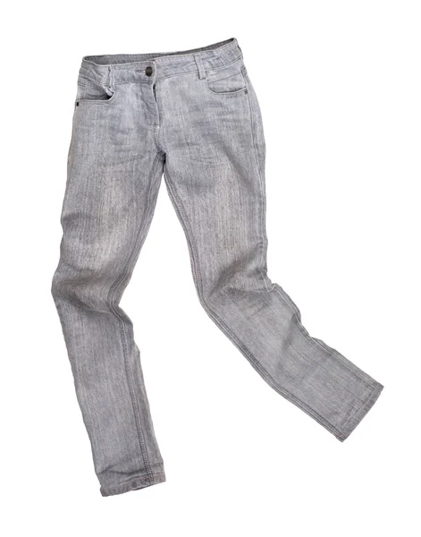 Gray jeans on a white background — Stock Photo, Image