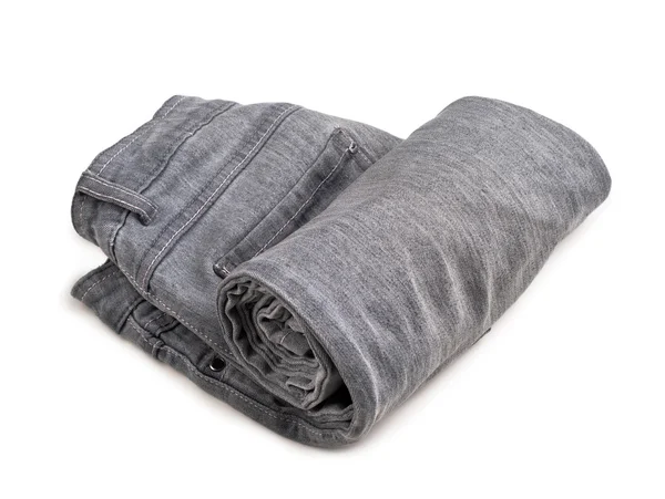 Grey jean roll isolated on white background — Stock Photo, Image