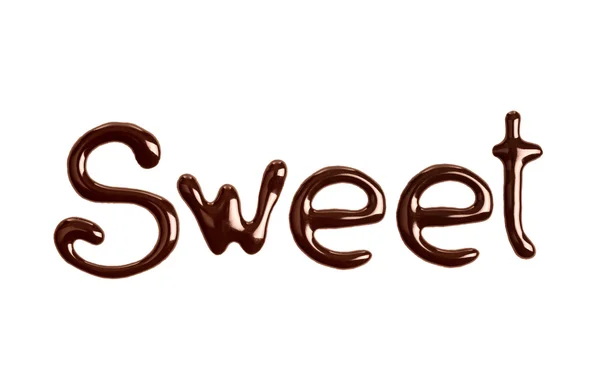 Het woord "Sweet" geschreven door chocolade — Stockfoto