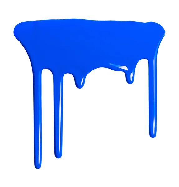 Modrá, kapající barvy na bílém pozadí — Stock fotografie