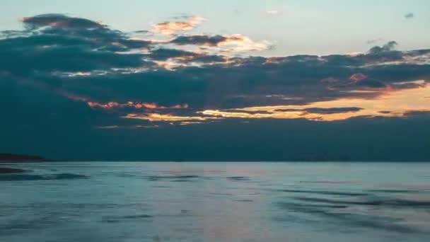 Beautiful Cloudy Sunset Ship Receding Distance Sea — Stock Video