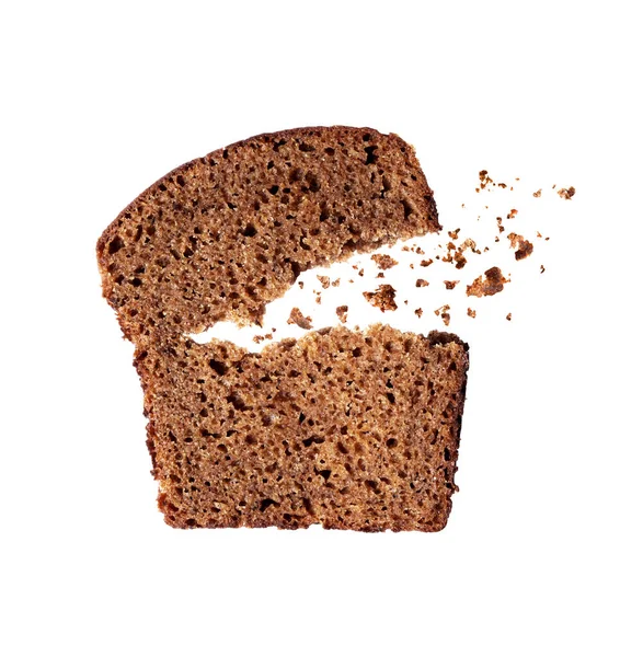 Krájený Žitný Chléb Drobky Detailní Bílém Pozadí — Stock fotografie