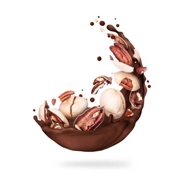 Çikolata fındıklı, beyaz arka planda yakın plan.