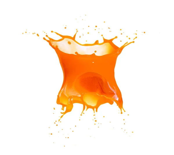 Splash Van Sinaasappelsap Geïsoleerd Een Witte Achtergrond — Stockfoto