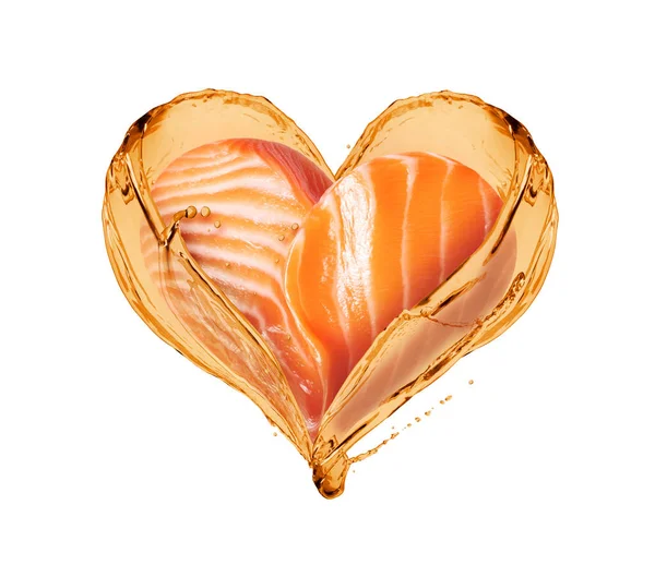 Φιλέτο Σολομού Σχήμα Καρδιάς Λιπαρές Πιτσιλιές — Φωτογραφία Αρχείου