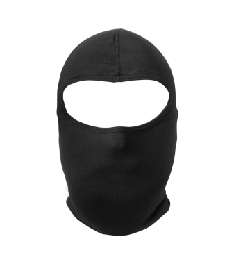 Şeffaf arka planda tam yüz kar maskesi. Siyah kar maskesi izole edildi