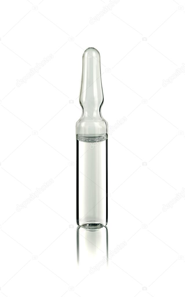 ampoule with a liquid for injection isolated on white