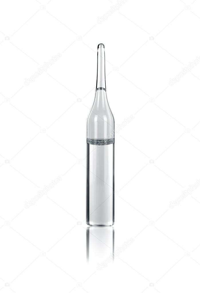 Single ampoule with medicine for injection isolated on white